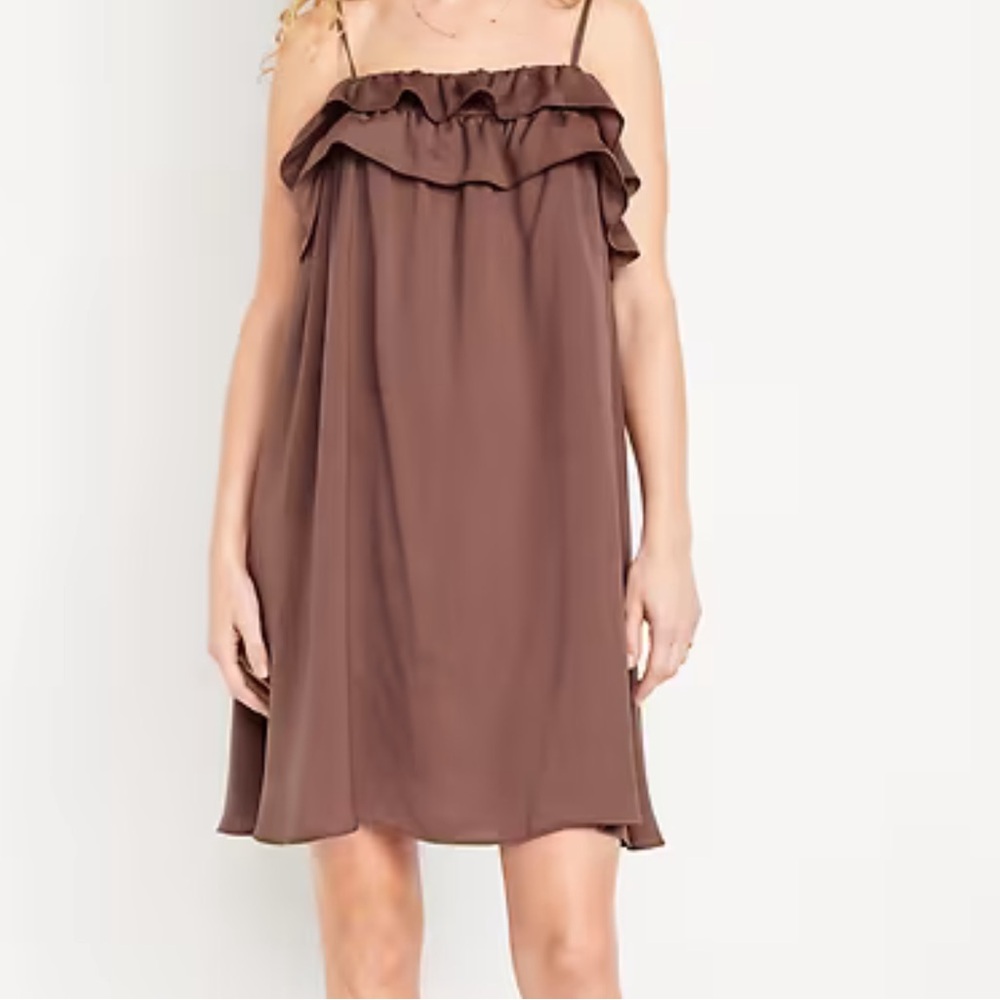 Ruffle-Trim Satin Mini Dress